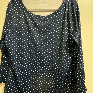 Vineyard Vines Women's Blue Star Pattern Blouse Navy with white stars size large